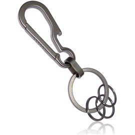 TKhits Titanium Carabiner Compact Keychain [No Spring] Rust-Resistant Hook Lightweight 15mm Key Ring 3-Pack