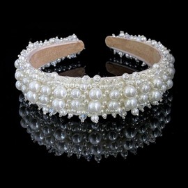 Faux Pearl Headbands for Women Bling Rhinestones Hairbands Women Girls Wedding Birthday Party Valentines Day Gifts Hair Hoop Wedding Hair Accessories (Pearl)