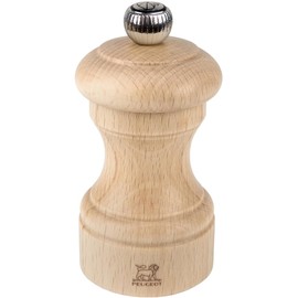 PEUGEOT 800-1 Condiment Container, Pepper Mill, Wooden, Adjustable Coarseness, Capacity 0.2 oz (7 g), 3.9 inches (10 cm), Manual, Small, Made in France, Bistro, Plain Wood