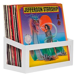 Hudson Hi-Fi Vinyl Display Holder - 1 Pack Record Display Shelf - Solid Steel Vinyl Wall Mount & Record Display, Quick Access Vinyl Record Wall Mount - Vinyl Record Shelf, Fits 25 LPs, White Pearl