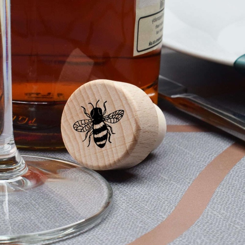 19mm 'Honey Bee' Wooden Bottle Stopper/Cork (BS00014027)