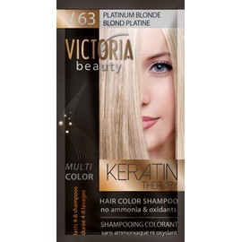 Victoria Beauty - Colour shampoo for coloured hair with keratin, tint wash, tint shampoo without ammonia and oxidants platinum blonde hair colour no. 63 (6 x 40 ml)