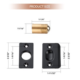 Ravinte 6 Pack Adjustable Door Ball Catch, Gold Closet Door Latch, Solid Brass Body & Stainless Steel Strike Plate