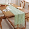 Farmhouse Braided Striped Table Runner with Handcrafted Tassels, Boho Linen