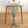 AOKSUNONA Chiffon Table Runner Eucalyptus Green 27x118 Inch Polyester Wedding