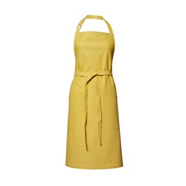 LINUM SARA Traditional Apron for Adults Women Men 90 cm Adjustable Strap 100% Cotton Machine Washable Mustard Yellow