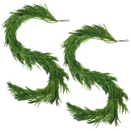 2Pcs Cedar Garland Realistic,6ft,Real Touch Artificial Norfolk Pine Garland for Decoration,Christmas Garland for Mantle,Evergreen Garland,Norfolk Garland,Faux Wreath,Indoor Outdoor