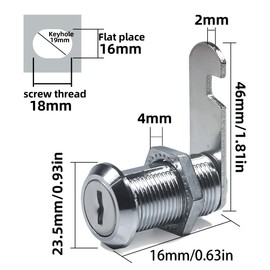 10pcs 16mm Cam Lock Replacement, 5/8 Inch Tool Box Lock with 20 Keys, Security Post Box Lock for Mailbox Drawers Cupboard