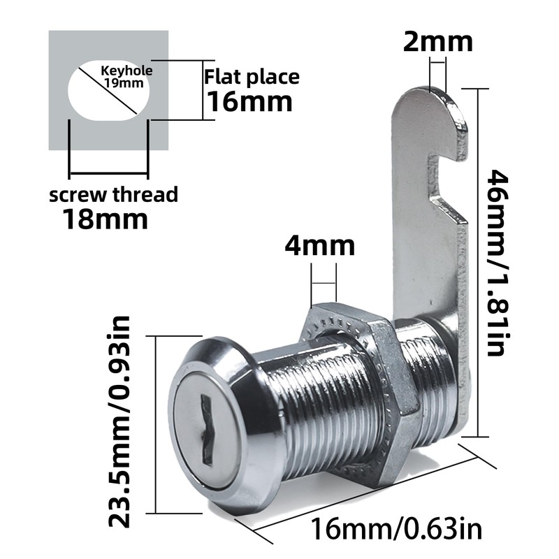 10pcs 16mm Cam Lock Replacement, 5/8 Inch Tool Box Lock