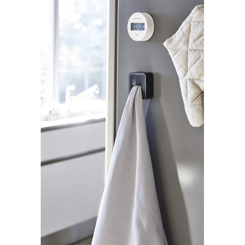 Yamazaki 4249 Magnetic Kitchen Towel Holder, Black, Approx. W 2.2