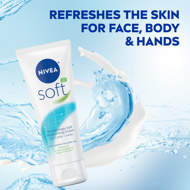 NIVEA Soft Refreshingly Soft Moisturizing Cream, Lightweight Moisturizer for Face,