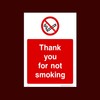 Thank you for not smoking Plastic Sign with 4 Pre-Drilled