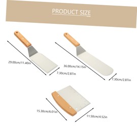 CAXUSD 1set Professional Stainless Steel BBQ Spatula Set Non-Stick Griddle Scraper for Cooking Pizza Steak Essential Kitchen Gadget for Home Restaurant and Outdoor Grilling