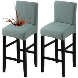 Fuloon Waterproof Bar Stool Covers 2 PCS, Stretch Pub Tall Chair Slipcover with Backs Counter Chair Cover Barstool Slipcovers Removable Washable (Dark Green, 2 PCS)