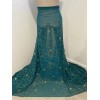 wowfabric4less123 TEAL GOLD Embroidery Sequins Chiffon Fabric 50” Width Sold