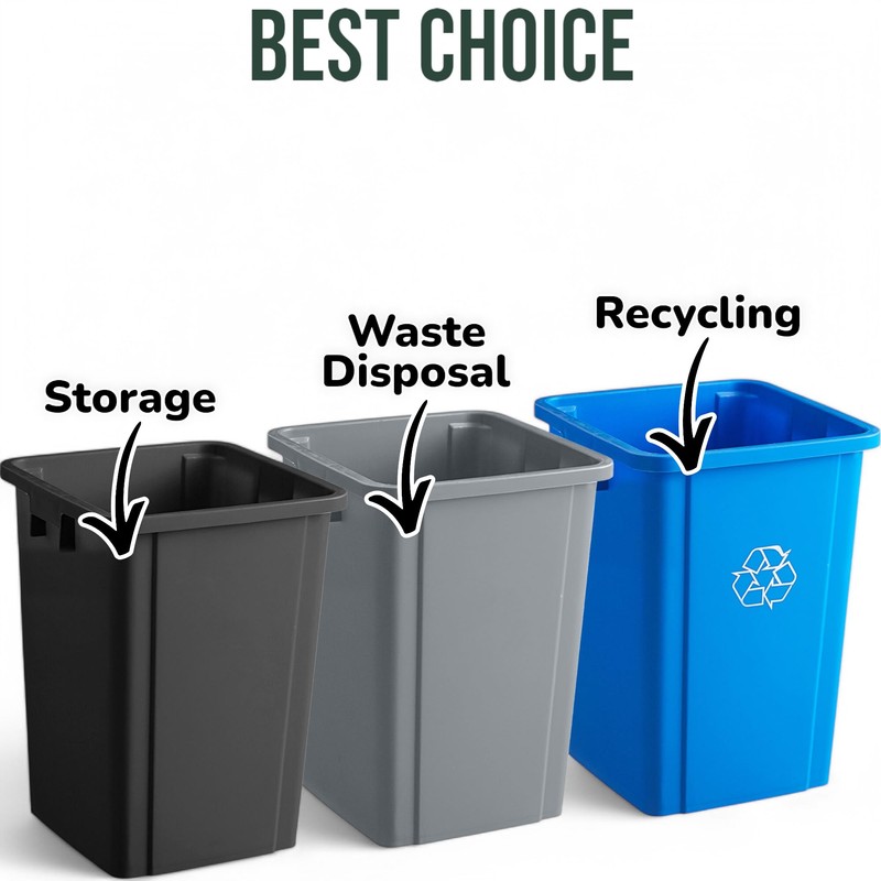 Mix.Home 19 Gallon Gray Square Trash Can, Plastic, Commercial Use