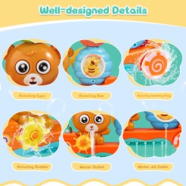 Bath Toy Baby from 1 2 3 Years, Bath Toy, Bear and Bee Water Toy Children with Cup, Bath Animals Bath Toy from 1 Year, Children's Bath Fun Gift for Boys Girls Birthday