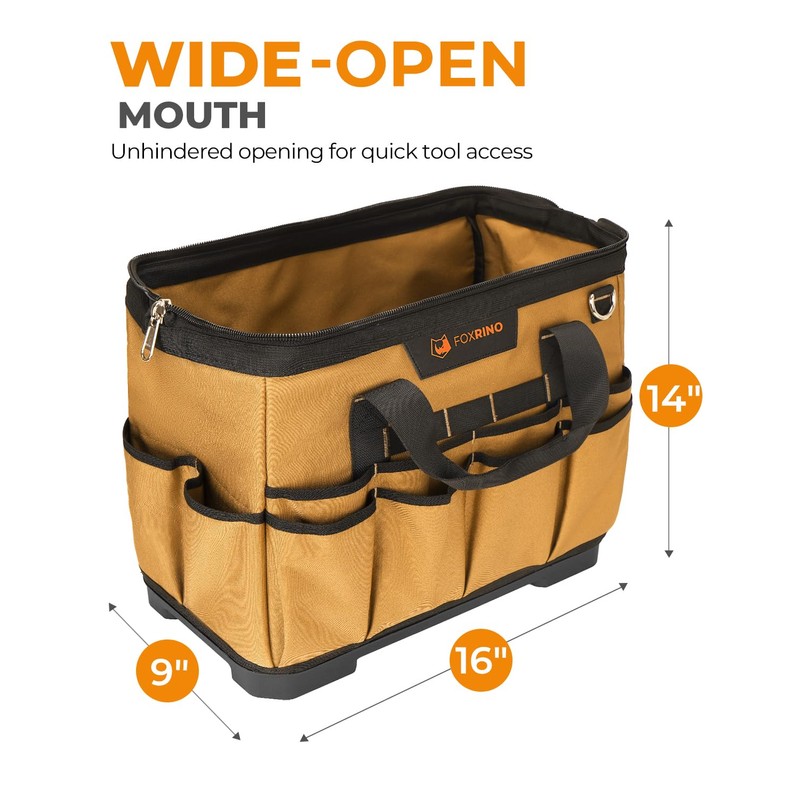 Foxrino Heavy Duty Tool Bag 16-Inch, 42-Pocket Portable Empty Tool