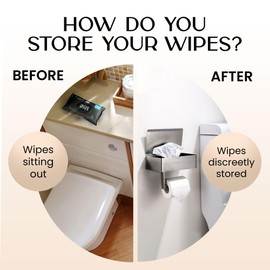 Day Moon™ Brushed Nickel Toilet Paper Holder with Shelf, Wipe Holder for Bathroom, Flushable Wipes Dispenser - Toilet Paper and Wipes Holder, Toilet Paper Holder with Storage