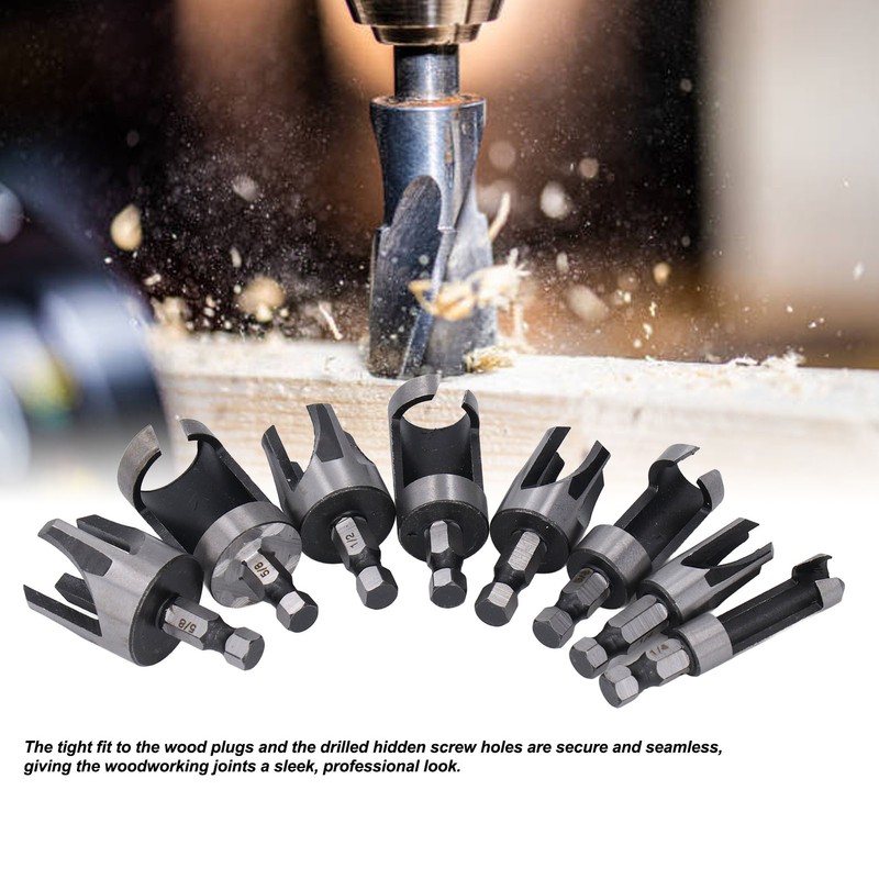 8PCS Set Wood Plug Cutter Drill Bit Hex Shank 4PCS