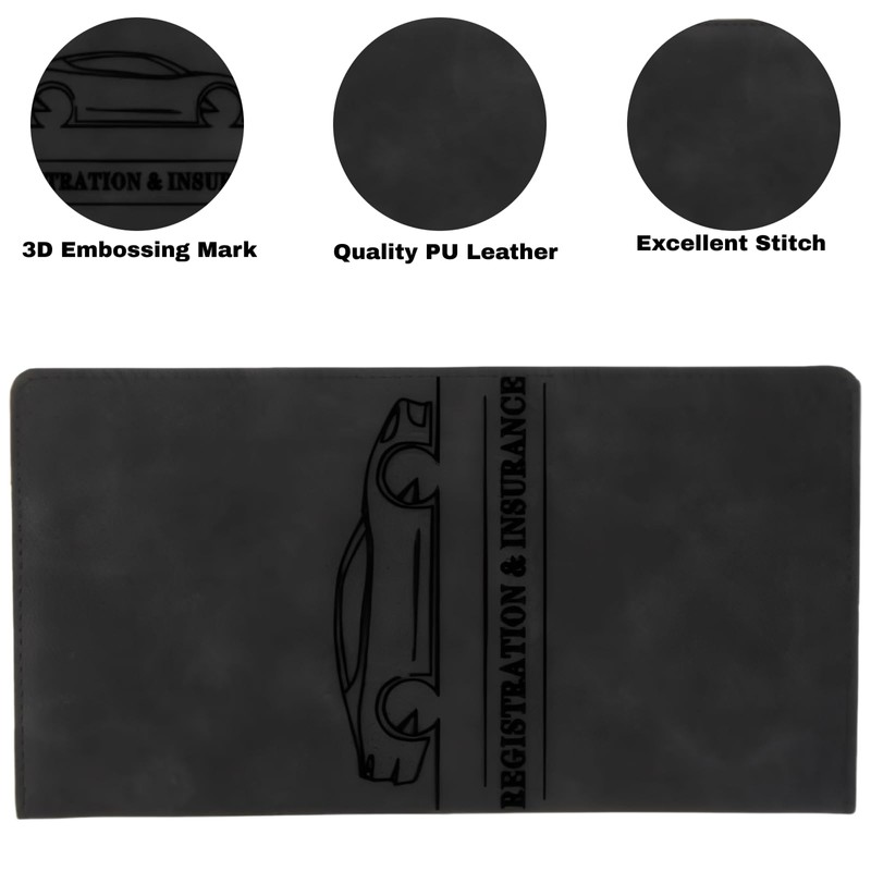 Car Registration and Insurance Card Holder Driver License Organizer, Black