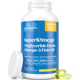 Triglyceride Omega 3 Fish Oil – High EPA & DHA for Eye, Joint, Heart & Brain Support – Omega-3 Fatty Acids - Lemon Flavor – 180 Softgels – 90 Day Supply
