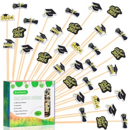 Graduation Cocktail Picks Class of 2024 Congrats Grad Decoration Long Toothpicks Fruit Sticks Skewers Topper for Appetizer Charcuterie Food Sandwich Cupcake Graduation Themed Party Supplies