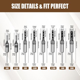 HSOKEW Woodworking Square Hole Drill Bits, Wood Mortising Chisel Set Wood Square Hole Mortising Chisel Drill Bit for Mortising Machines (7/30, 1/4, 5/16, 3/8, 7/16, 1/2, 9/16, 5/8)