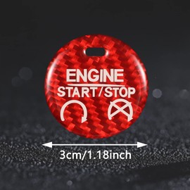 TOMALL Car Engine Button Cover Carbon Fiber Compatible with Ford Mustang 2015-2019 Push Start Stop Button Cover Trim Engine Switch Ignition Sticker Car Interior Accessories Decorations (Red)