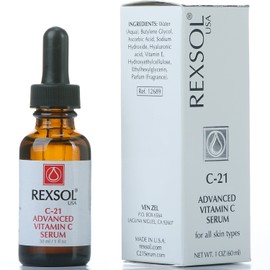 REXSOL 21% ADVANCED VITAMIN C SERUM | ORGANIC VITAMIN C SERUM FOR FACE | NATURAL VITAMIN C SERUM & DARK SPOT CORRECTOR FOR FACE. (30 ml / 1 fl oz)