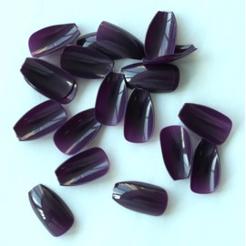 LuckForver 240pc Press on Nails Short Coffin Fake Nails Full Cover Glossy Colored French False Tips Artificial Fingenrails with Sticky Tabs for Kids Women Teen Girls (Violet)