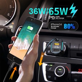 80W USB C Auto Ladegerät Zigarettenanzund USB C Adapter, 3 Häfen PD3.0 & QC3.0 Schnell KFZ Adegerät Superschnellladen, mit LED Voltmeter Auto Adegerät
