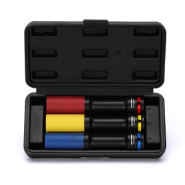 MIXPOWER 3 PCS 1/2" Drive Lug Nut Impact Socket Set, Non-marring & Thin Wall Lug Nut Socket Set, Extra Long 150mm Deep Socket for Wheel Lug Nut Remover,Metric(17 19 21mm), 6-Point,CR-MO