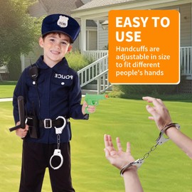 VARKAGE Pack of 4 Handcuffs Children's Police Real Steel Professional Toy Handcuffs Made of Metal with 6 Keys for Robbers and Gendarm Games