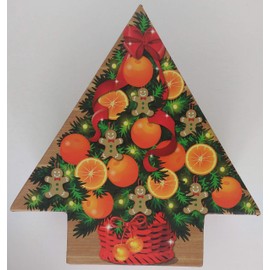 Greenbrier Christmas Holiday Tree-Shaped Gift Boxes Decoupage Nesting, Select: Size & Theme (Oranges & Ribbons, Small)