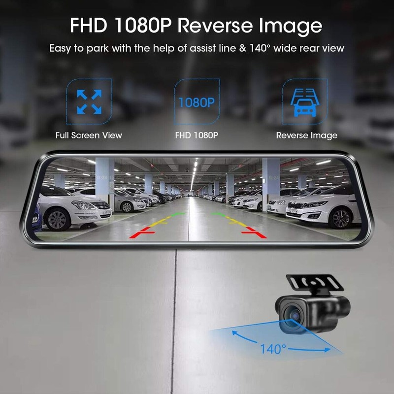 Jansite 10'' Full HD Touch Screen Rear View Mirror Dash