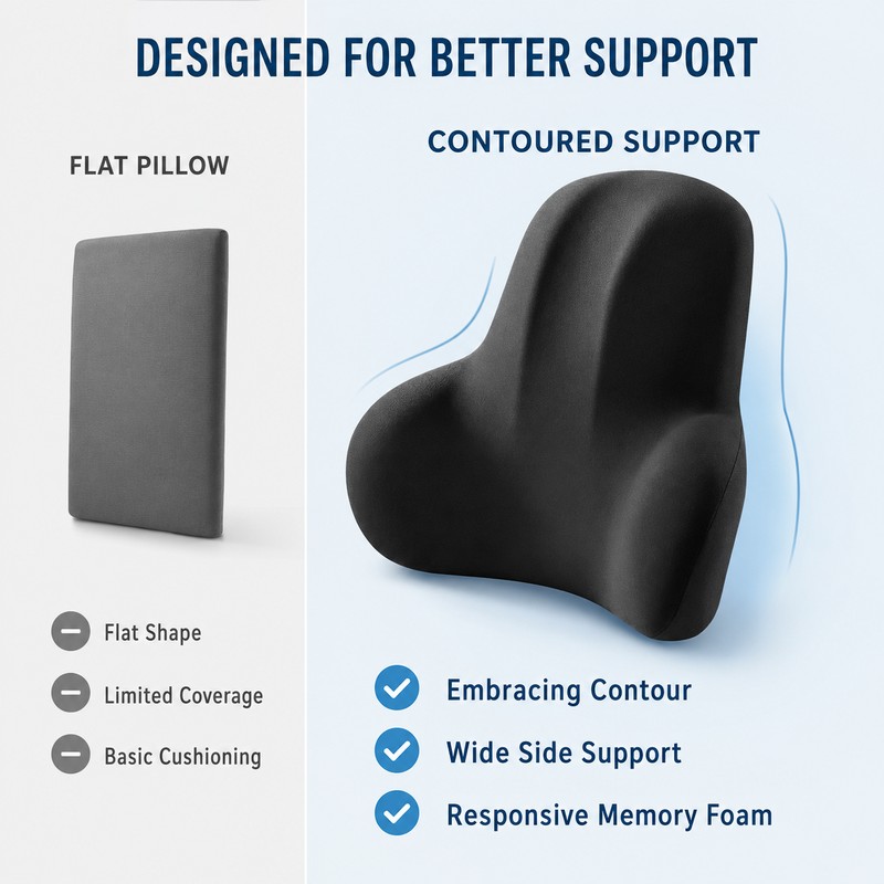 Memory Foam Lumbar Support Cushion for Car & Office Chair