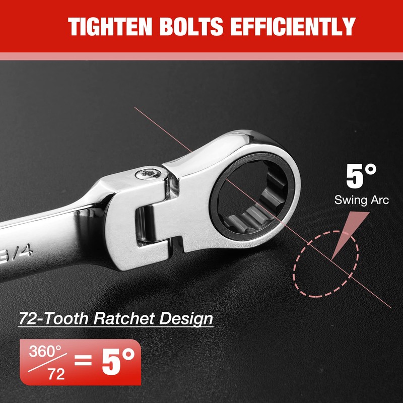 WORKPRO 8-piece Flex-Head Ratcheting Combination Wrench Set and 2-Pack Magnetic