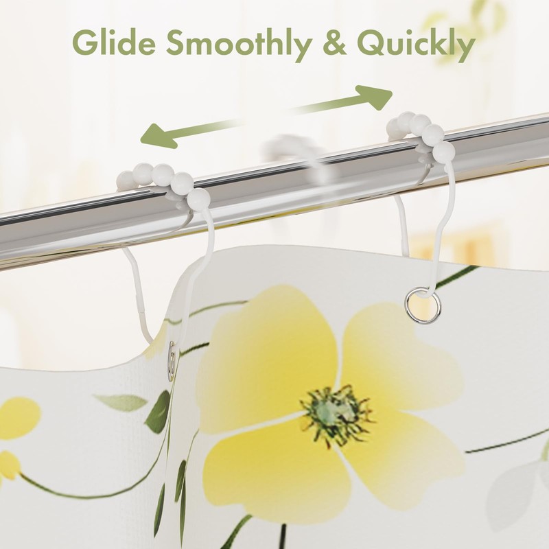 Amazer Shower Curtain Hooks, Decorative Shower Curtain Hooks Rust-Resistant Stainless