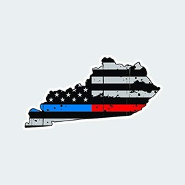 fagraphix Distressed Thin Blue Red Line Kentucky State Shaped Subdued US Flag Sticker Self Adhesive Vinyl Decal KY Police fire Support