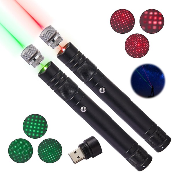 2 Pack Professional Rechargeable Flashlight Long Distance Range Green Light