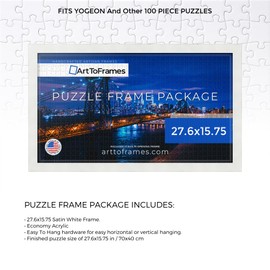 ArtToFrames 27.6x15.75 INCH/70x40 CM White Frame for 100 Piece Puzzles.This 1.25 Inch Custom MDF Puzzle Frame is White - Comes with Economy Acrylic (Puzzle5179-27.6x15.75)