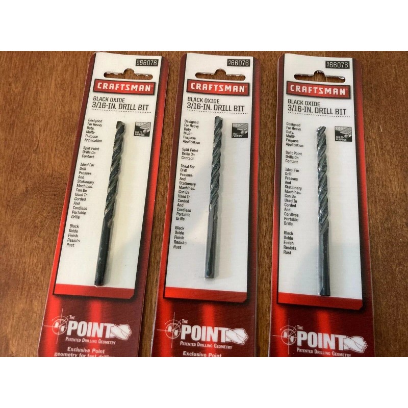 CRAFTSMAN 3 PACK- CRAFTSMAN 3/16" x 3-1/2" BLACK OXIDE DRILL