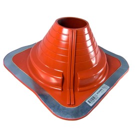 #4 (3" to 7") DEKTITE Square Base Combo Pipe Flashing Boot: RED High Temp Silicone Square Base Flexible Pipe Flashing Dektite (DC204REC)