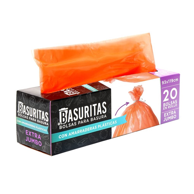 Basuritas | 20 Bolsas de Basura Extra Jumbo de 93