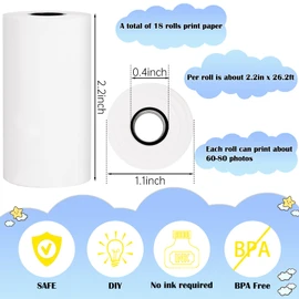 18 Rolls Kids Instant Camera Refill Print Paper,Instant Camera Thermal Paper Photo Printer Fit for Most Kids,Camera Paper for Kidizoom Print Camera Refill