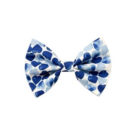 New Dogs Bow Tie Valentine's Day heart pink red LOVE Elastic Band attach COLLAR ACCESSORY Handmade UK (Large Blue Hearts)