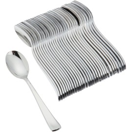 Mozaik 32-Piece Disposable Teaspoons, Silver, (Pack of 6)