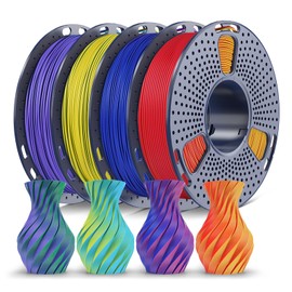 SUNLU Dual Color PLA Matte Filament 1.75mm, 3D Printer Filament Bundle Multicolor, 250g Spool, 4 Rolls, RedBlue+RedBlue+YellowCyan+GreenPurple