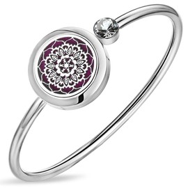 Pulsera difusora de aceites esenciales para regalo de cumpleaños para mujer, pulsera de aromaterapia, correa de acero inoxidable con 10 almohadillas para orejas de repuesto XL101-3